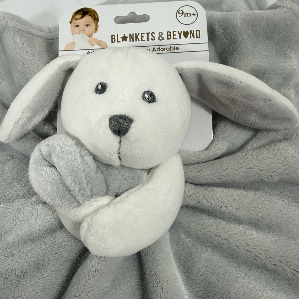 Lovey Bunny Plush Blankets & Beyond Gray Rabbit Gray Baby Security Blanket Soft - Picture 5 of 15